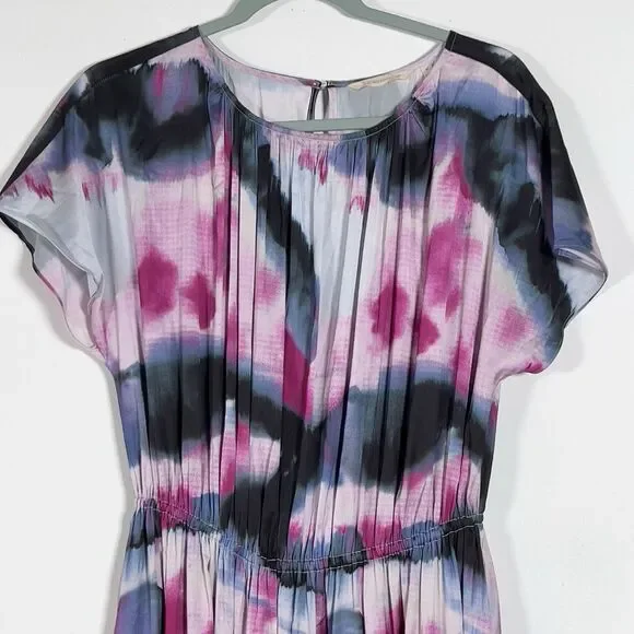 Soft Surroundings Abelia Midi Dress Sz M Abstract Print Cap Sleeves - Picture 4 of 12